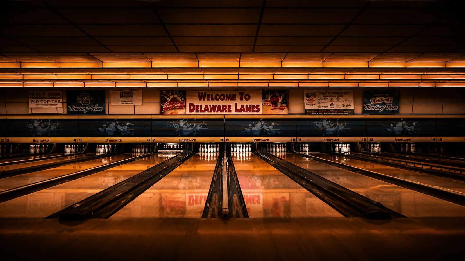 The bowling lanes at Delaware Lanes on Sunbury Road, Delaware OH
